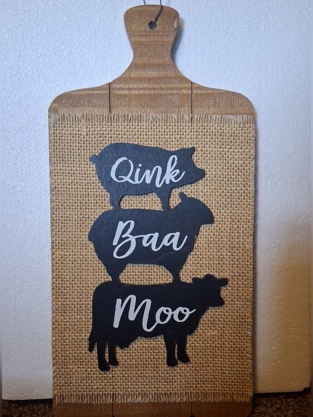 Stacked Farm Animal Wooden Wall Decor - Black on Burlap